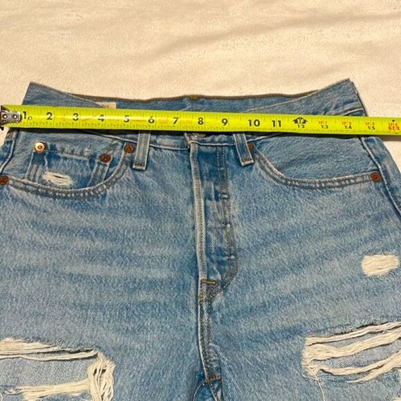 Levi’s Premium- 501 S High Rise Skinny Distressed Raw Hem Big E Jeans- Size 26 - Picture 5 of 16